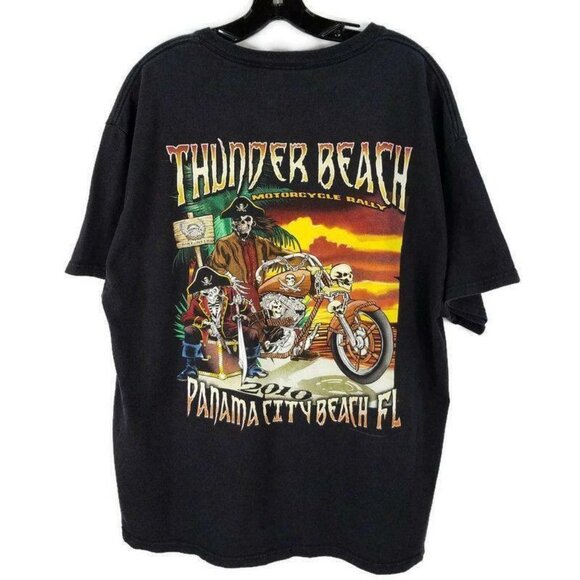 Thunder Beach Motorcycle Rally T Shirt XL 2010 Panama City Beach Biker Pirates - Picture 2 of 9